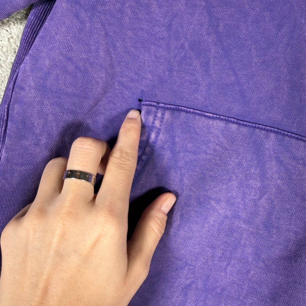 Zero Fatigue Men's M Purple Acid Wash Distressed Hooded Sweatshirt READ - Picture 3 of 14